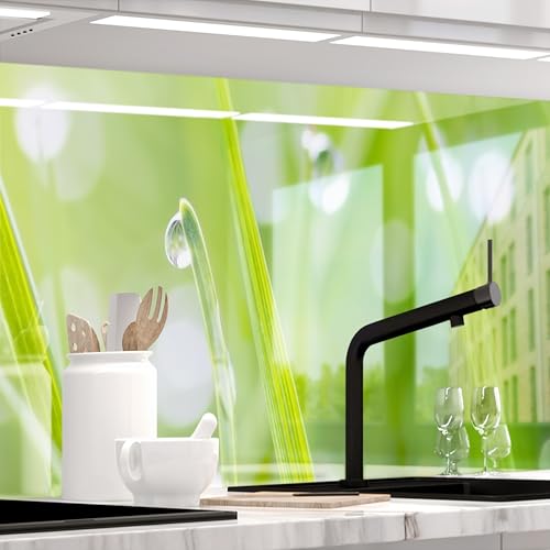 StickerProfis Küchenrückwand selbstklebend Glasoptik - MODERN Grass - 1.8mm, Versteift, alle Untergründe, Hart PET Material, Premium 60 x 340cm von StickerProfis