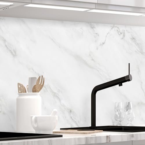 StickerProfis Küchenrückwand selbstklebend Matt-Optik - WEISSER MARMOR - 0.5mm, versteifte PET Folie, PRO 60 x 400cm von StickerProfis