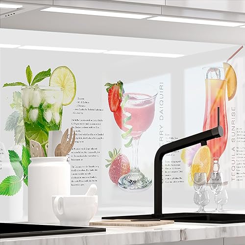 StickerProfis Küchenrückwand selbstklebend Glasoptik - Summer Drinks - 1.8mm, Versteift, alle Untergründe, Hart PET Material, Premium 60 x 400cm von StickerProfis