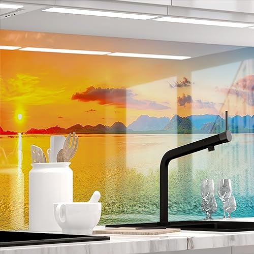 StickerProfis Küchenrückwand selbstklebend Glasoptik - Sundowner - 1.8mm, Versteift, alle Untergründe, Hart PET Material, Premium 60 x 340cm von StickerProfis