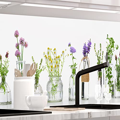 Stickerprofis Küchenrückwand Matt selbstklebend - KRÄUTERGLÄSER - 0.5mm versteifte PET Folie, zuschneidbar, Spritzschutz PRO 60 x 340cm von StickerProfis