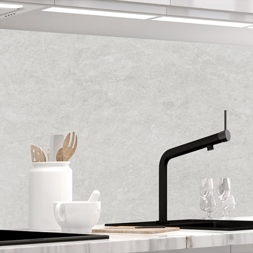Stickerprofis Küchenrückwand Matt selbstklebend - WHITE NATURAL STONE - 0.2mm Folie, zuschneidbar, Spritzschutz PRO 60 x 80cm von StickerProfis