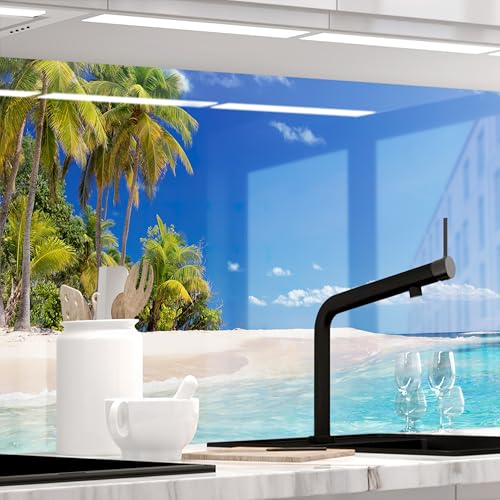 Stickerprofis Küchenrückwand hochglänzend selbstklebend - KARIBIKSTRAND - 1,8mm, Hartkunststoff, Spritzschutz, alle Untergründe, Hartschicht, PREMIUM 60 x 340cm von StickerProfis