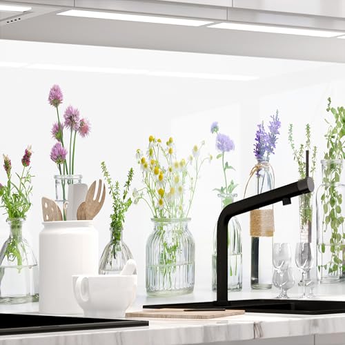 Stickerprofis Küchenrückwand hochglänzend selbstklebend - KRÄUTERGLÄSER - 1,8mm, Hartkunststoff, alle Untergründe, Spritzschutz, PREMIUM 60 x 280cm von StickerProfis