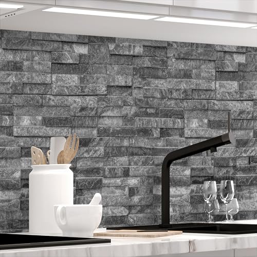 Stickerprofis Küchenrückwand Matt selbstklebend - STEINWAND LUXURY - 1,8mm, Hartkunststoff, alle Untergründe, Spritzschutz, PREMIUM 60 x 340cm von StickerProfis