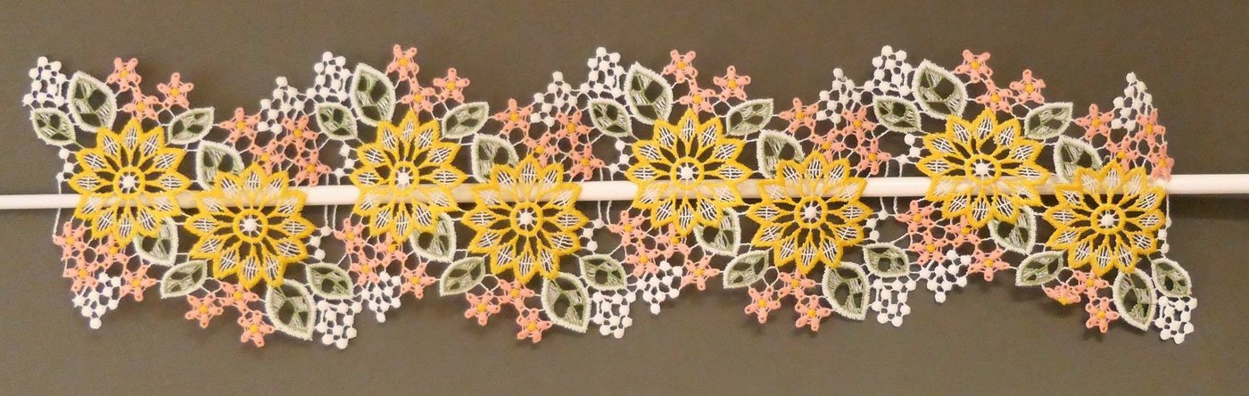 Scheibengardine Blüten, Stickereien Plauen, Stangendurchzug (1 St), halbtransparent von Stickereien Plauen