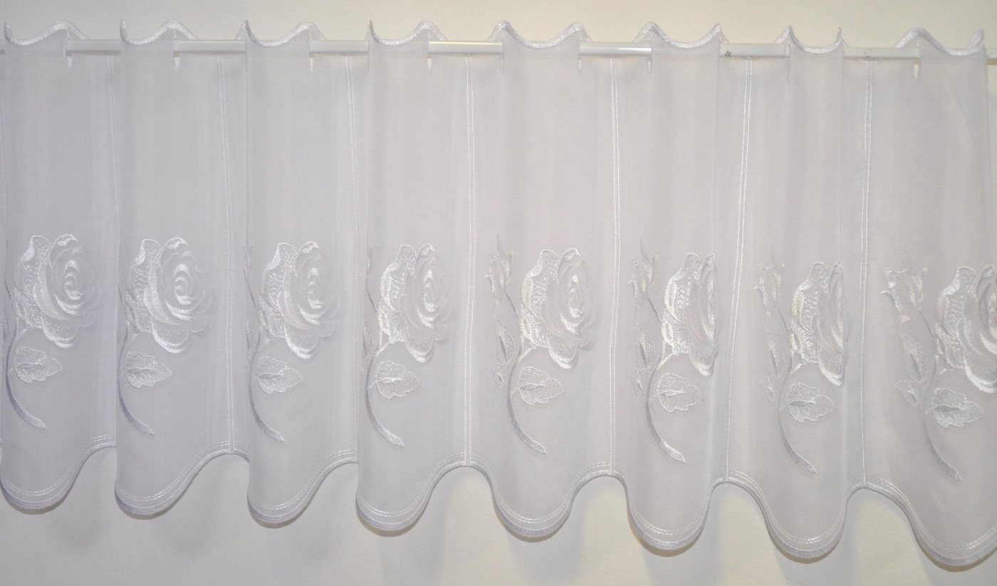 Stickereien Plauen Scheibengardine Rosentraum, Stangendurchzug (1 St), transparent, Voile von Stickereien Plauen