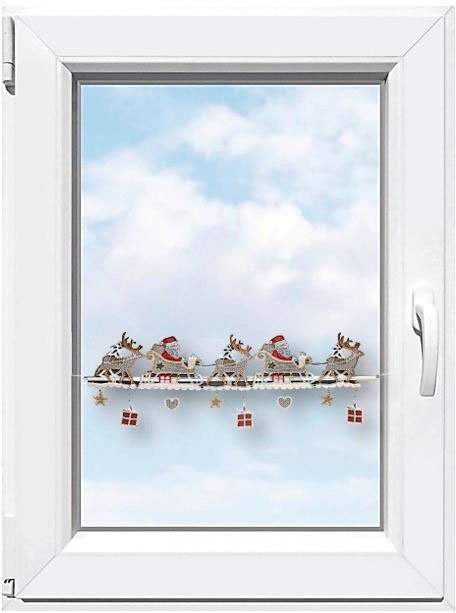 Scheibengardine Weihnachtsmann, Stickereien Plauen, Stangendurchzug (1 St), halbtransparent, Fensterdekoration Weihnachtsmann"" von Stickereien Plauen