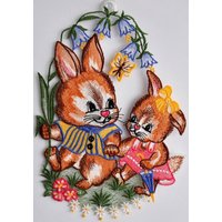 Stickereien Plauen Fensterbild "Fensterbild Osterhasen" Echte Plauener Spitze von Stickereien Plauen