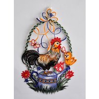 Stickereien Plauen Fensterbild "Hahn auf Kanne" von Stickereien Plauen