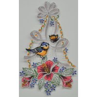 Stickereien Plauen Fensterbild "Vogel mit Hibiskus" von Stickereien Plauen