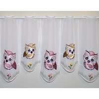 Stickereien Plauen Gardine "Eulen in Rosa-braun" Stangendurchzug 1 Stk. tlg. von Stickereien Plauen