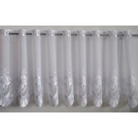 Stickereien Plauen Scheibengardine "Anika" Durchzuglöcher 1 Stk. tlg. veredelt mit echter Plauener Spitze Stickerei von Stickereien Plauen