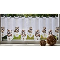 Stickereien Plauen Scheibengardine "Eulen" Stangendurchzug 1 Stk. tlg. von Stickereien Plauen
