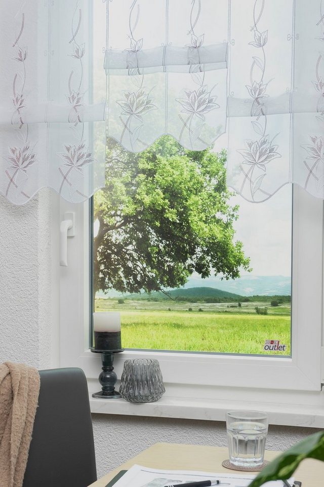 Stickereien Plauen Scheibengardine Kiara, Stangendurchzug (1 St), halbtransparent, Voile von Stickereien Plauen
