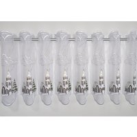 Stickereien Plauen Scheibengardine "Kirche" Durchzuglöcher 1 Stk. tlg. veredelt mit echter Plauener Spitze Stickerei von Stickereien Plauen