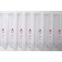 Stickereien Plauen Scheibengardine "Leuchtturm" Stangendurchzug 1 Stk. tlg. mit echter Plauener Spitze Stickerei von Stickereien Plauen