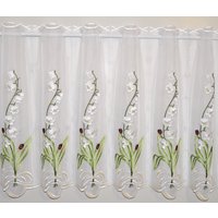 Stickereien Plauen Scheibengardine "Maiglöckchen" Stangendurchzug 1 Stk. tlg. von Stickereien Plauen
