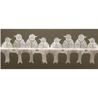 Stickereien Plauen Scheibengardine "Spatzen" Stangendurchzug 1 Stk. tlg. von Stickereien Plauen