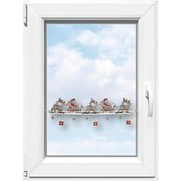 Stickereien Plauen Scheibengardine "Weihnachtsmann" Stangendurchzug 1 Stk. tlg. Fensterdekoration "Weihnachtsmann" von Stickereien Plauen