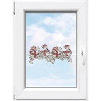 Stickereien Plauen Scheibengardine "Wintervögel" Stangendurchzug 1 Stk. tlg. Fensterdekoration "Wintervögel" von Stickereien Plauen