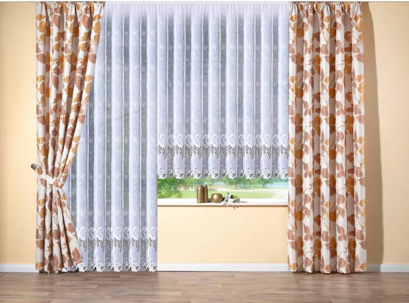 Stickereien Plauen Vorhang Weinlaub (2 St), Kräuselband, abdunkelnd von Stickereien Plauen