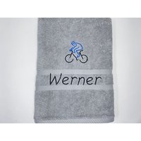 Gästetuch/Handtuch Duschtuch 500 G/M Fahrrad Sport 05 Name Stickerei Bestickung Personalisiert Fahrradfahrer Biker Bike Fitness von Stickereiparadies