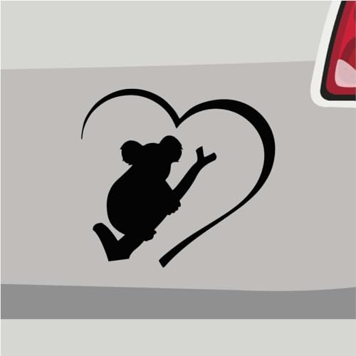 Koala Bär Herz Aufkleber Australien Sticker Love Bär Auto Bike Decal Down under Aufkleber Stickerfreaks Größe: 10x9,5cm ("M") | Farbe: 70-schwarz | Australien Sticker Kleber Deko tuning Tier von Stickerfreaks