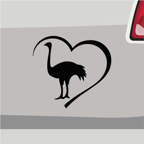 Stickerfreaks Strauß Herz Aufkleber Vogel Sticker Känguru Uluru Auto Bike Decal Vinyl Aufkleber Größe: 6,5x6cm (S) | Farbe: 90-Silber | Vogel Sticker Kleber Deko Tuning Tier von Stickerfreaks