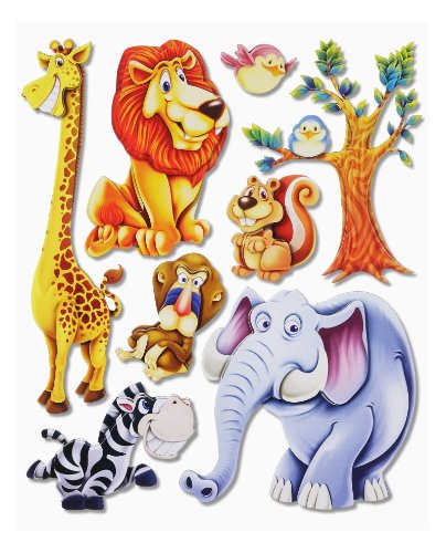 Stickerkoenig Wandtattoo 3D Sticker Wandsticker Kinderzimmer - Afrika Tiere II #502 (Giraffe,Löwe, Elefant, Zebra UVM) - Deko auch für Fenster, Schränke, Türen etc auf Bogen von Stickerkoenig Kinderzimmer