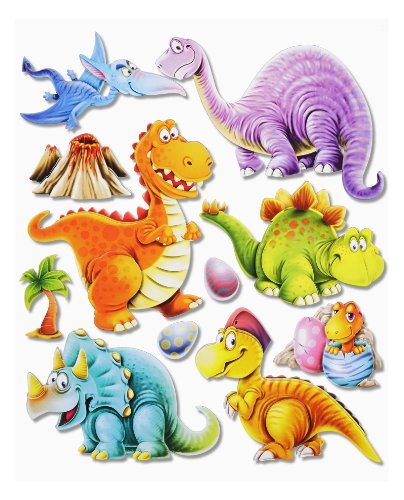 Stickerkoenig Wandtattoo 3D Sticker Wandsticker Kinderzimmer - niedliche Dinosaurier Dinos II #501 - Deko auch für Fenster, Schränke, Türen etc auf Bogen von Stickerkoenig Kinderzimmer