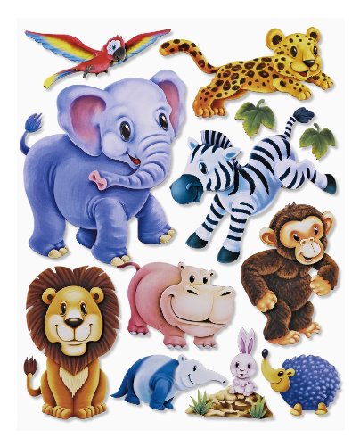 Stickerkoenig Wandtattoo 3D Sticker Wandsticker Kinderzimmer - niedliche Zootiere, Elefant, Löwe, Zebra, AFFE UVM - Deko auch für Fenster, Schränke, Türen etc auf Bogen von Stickerkoenig Kinderzimmer