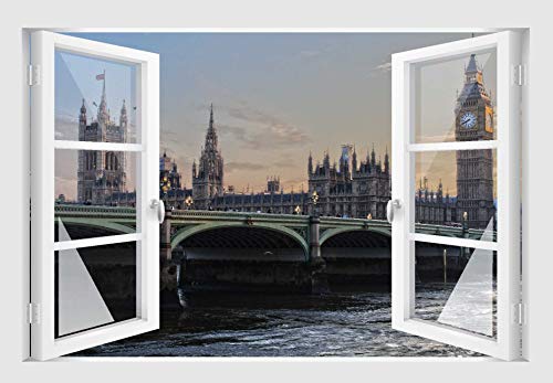 Skins4u Fenster 3D Optik Wandtattoo Wandbild Aufkleber 120x80cm London von Stickerkoenig