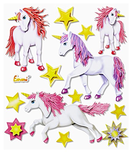 Stickerkoenig 3D Sticker XXL Wandtattoo Kinderzimmer Wandsticker - fabelhafte niedliche Einhörner Einhorn von Stickerkoenig