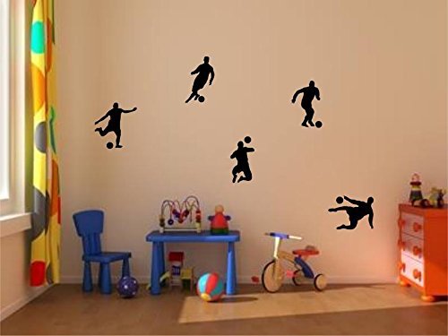 Stickerkoenig Kinderzimmer Wandtattoo Fußballer & Fußbälle 5er Set Soccer Größe 1 Farbe: Schwarz von Stickerkoenig