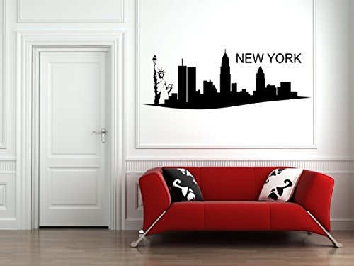 Stickerkoenig Wandtattoo "SKYLINE NEW YORK" seidenmatt, Größe: 6 (120 x 43 cm), Weiß von Stickerkoenig