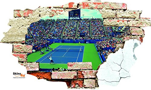 Stickerkoenig Wandtattoo Wand Mauer Loch 3D Look Wandsticker Aufkleber Deko Bild Tennis von Stickerkoenig