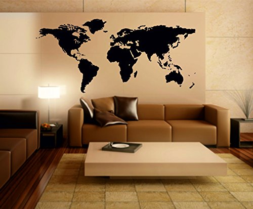 Stickerkoenig Wandtattoo Weltkarte World Map Motiv II XXXL Premium Seidenmatt Groß 220x114cm Wandsticker Wandaufkleber FARBE: Beige von Stickerkoenig