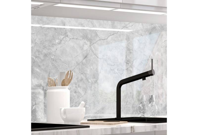 Stickerprofis Küchenrückwand MARMOR CRYSTAL ICE (Glasoptik), (Premium), 1,5mm, selbstklebend, hält auf besonders vielen Öberflächen von Stickerprofis