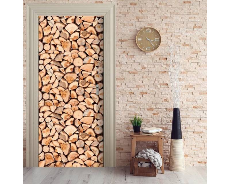 Stickerprofis Türtapete 100 Motive zur Wahl, HOLZSCHEITE, Premiumklasse, selbstklebend von Stickerprofis