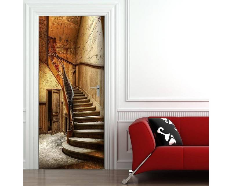 Stickerprofis Türtapete ALTE TREPPE, Premiumklasse, selbstklebend von Stickerprofis