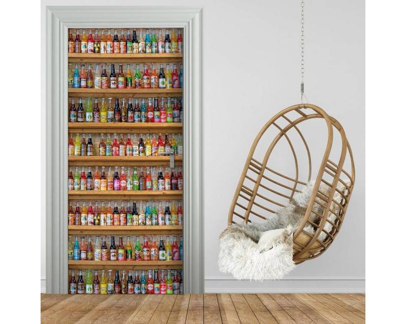 Stickerprofis Türtapete GETRAENKEFLASCHEN, Premiumklasse, selbstklebend von Stickerprofis