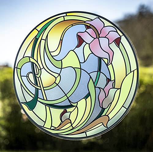Glasmalerei Sonnenfänger Fensterbilder Selbstklebend – Buntglas Fensterfolie Blumen – Lilie Fensterdekoration folie für glastüren von Stickers4