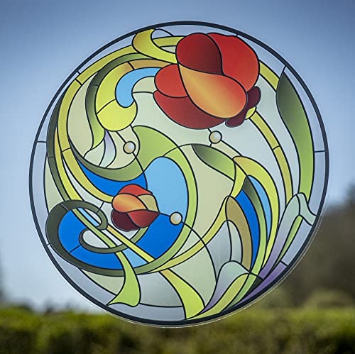 Glasmalerei Sonnenfänger Fensterbilder Selbstklebend – Buntglas Fensterfolie Blumen – Tulpe Fensterdekoration folie für glastüren von Stickers4