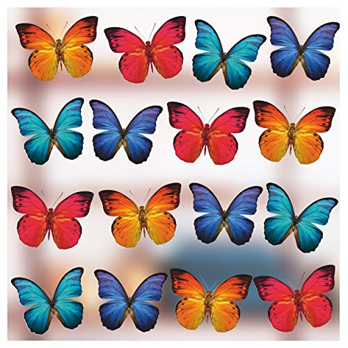 Stickers4 Schmetterlings-Fensteraufkleber zum Schutz gegen Vogelschlag - 16 schöne Schmetterlings- Glasaufkleber, doppelseitig und selbstklebend zum Schutz gegen Vogelkollisionen von Stickers4