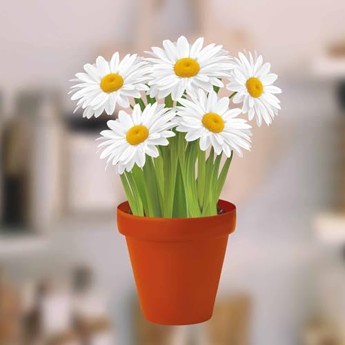 Gänseblümchen-Fensteraufkleber im Blumentopf – Fenster-Sticker mit statischer Haftung als Fenster-Deko oder Gartenschmuck am Gewächshaus –Glasaufkleber von Stickers4
