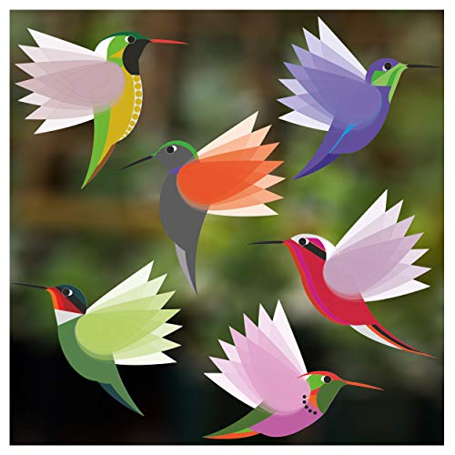 Stickers4 Vogel-Fensteraufkleber zum Schutz gegen Vogelschlag - sechs kleine schöne exotisch Kolibri-Glasaufkleber, doppelseitig und selbstklebend zum Schutz gegen Vogelkollisionen - Sechs Kleine von Stickers4