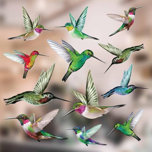 Vogel-Fensteraufkleber zum Schutz gegen Vogelschlag - 4 x Gemischt Schöne Kolibri-Glasaufkleber, doppelseitig und selbstklebend zum Schutz gegen Vogelkollisionen von Stickers4