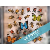 Bees "N' Bugs Fensteraufkleber - Packung Mit 26 Insekten-Fensterdekorationen Für Zuhause, Wiederverwendbar, Nicht Klebend von Stickers4dotcom