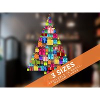 Doppelseitiger Fensteraufkleber „Weihnachtsgeschenkbaum" von Stickers4dotcom